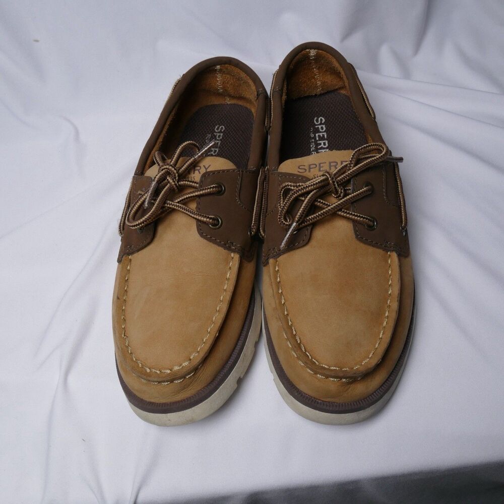 Sperry Top-Sider Leeward Boys 2.5M Brown Leather Boat Shoes 61394